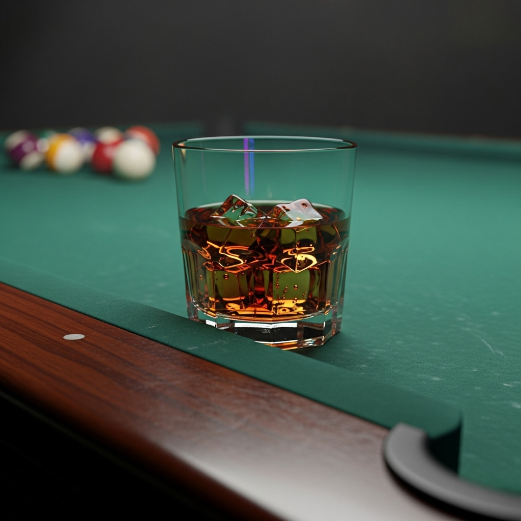 Szklanka Jack Daniels na stole bilardowym